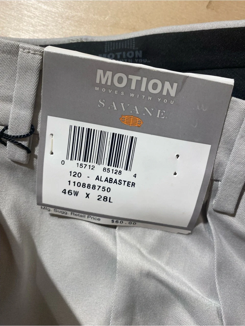 Savane Men's Motion Stretch Dress Pants - Light Gray 46 x 28 (SX)